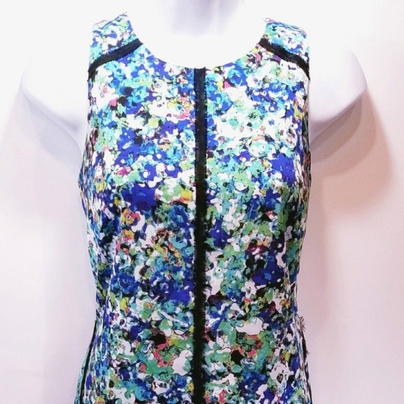 **Sold**  Ann Taylor Green Floral Dress Silk Trim - Picture 6 of 6